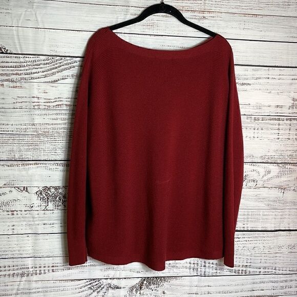 Lafayette 148 New York Sweater Womens Oversized scarlet Wool Knit New burgundy - Picture 6 of 10